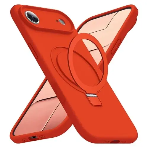 SKYLMW iPhone 17 Air bilan mos keladi, magnitli ko'rinmas stend bilan Mag-Safe harbiy tomchiga chidamli zarbga chidamli silikon iPhone 17 Air ayollar erkaklar uchun telefon qutilari 6.6