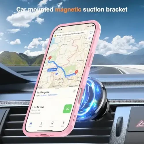 SKYLMW iPhone 17 Air bilan mos keladigan, ko'rinmas magnit O-Ring stendiga ega, harbiy standartdagi yarim shaffof telefon g'ilofi iPhone 17 Air 6.5