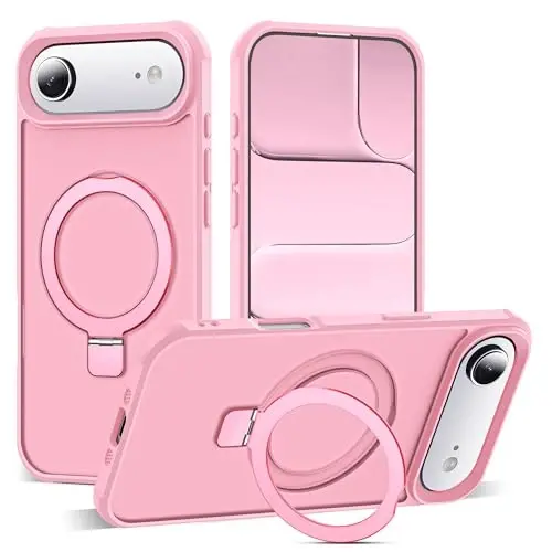 SKYLMW iPhone 17 Air bilan mos keladigan, ko'rinmas magnit O-Ring stendiga ega, harbiy standartdagi yarim shaffof telefon g'ilofi iPhone 17 Air 6.5