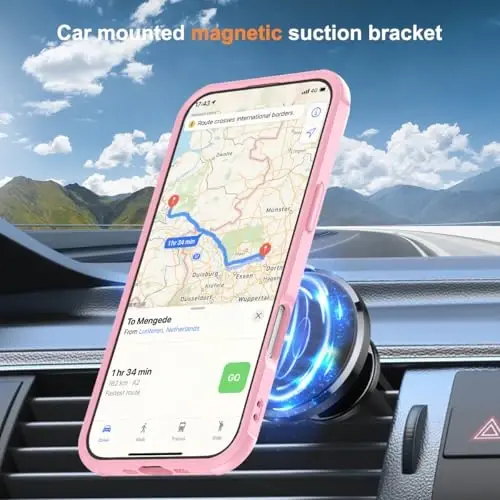 SKYLMW iPhone 17 Air bilan mos keladigan, ko'rinmas magnit O-Ring stendiga ega, harbiy standartdagi yarim shaffof telefon g'ilofi iPhone 17 Air 6.5