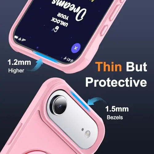 SKYLMW iPhone 17 Air bilan mos keladigan, ko'rinmas magnit O-Ring stendiga ega, harbiy standartdagi yarim shaffof telefon g'ilofi iPhone 17 Air 6.5