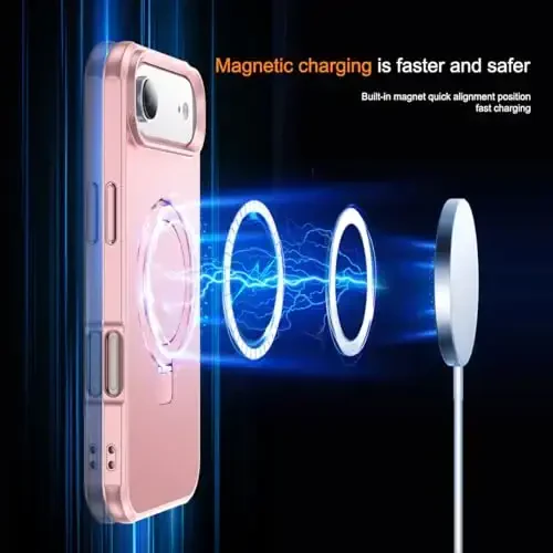 SKYLMW iPhone 17 Air bilan mos keladigan ko'rinmas magnit O-Ring stendli harbiy darajadagi telefon qutisi iPhone 17 Air 6.5