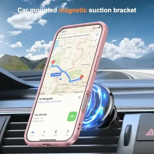 SKYLMW iPhone 17 Air bilan mos keladigan ko'rinmas magnit O-Ring stendli harbiy darajadagi telefon qutisi iPhone 17 Air 6.5