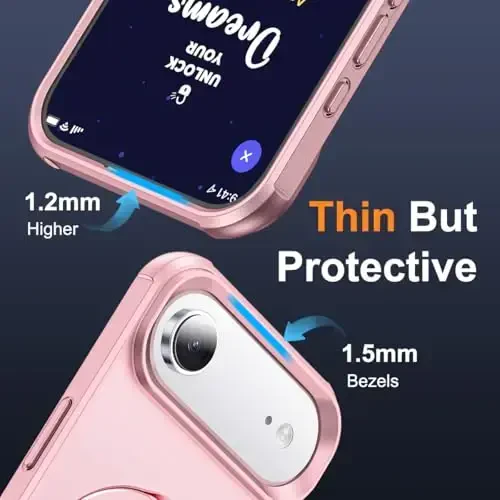 SKYLMW iPhone 17 Air bilan mos keladigan ko'rinmas magnit O-Ring stendli harbiy darajadagi telefon qutisi iPhone 17 Air 6.5