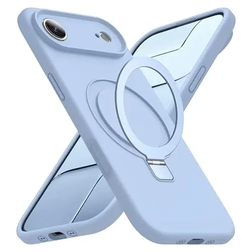 SKYLMW iPhone 17 Air bilan mos keladigan magnitli ko'rinmas stendli g'ilof Mag-Safe harbiy darajadagi zarbaga chidamli silikon iPhone 17 Air ayollar va erkaklar uchun telefon g'iloflari 6.6