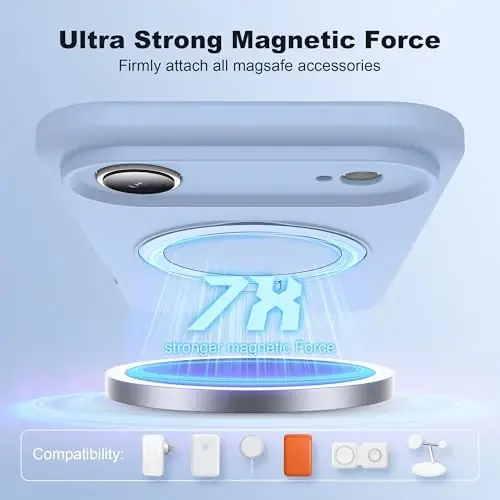 SKYLMW iPhone 17 Air bilan mos keladigan magnitli ko'rinmas stendli g'ilof Mag-Safe harbiy darajadagi zarbaga chidamli silikon iPhone 17 Air ayollar va erkaklar uchun telefon g'iloflari 6.6