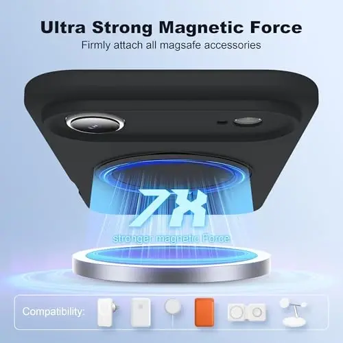 SKYLMW iPhone 17 Air bilan mos keluvchi magnitli ko'rinmas stendga ega g'ilof Mag-Safe bilan mos keladi Harbiy standartga ko'ra tushishga sinovdan o'tgan zarbaga chidamli silikon iPhone 17 Air ayollar va erkaklar uchun telefon g'iloflari 6.6