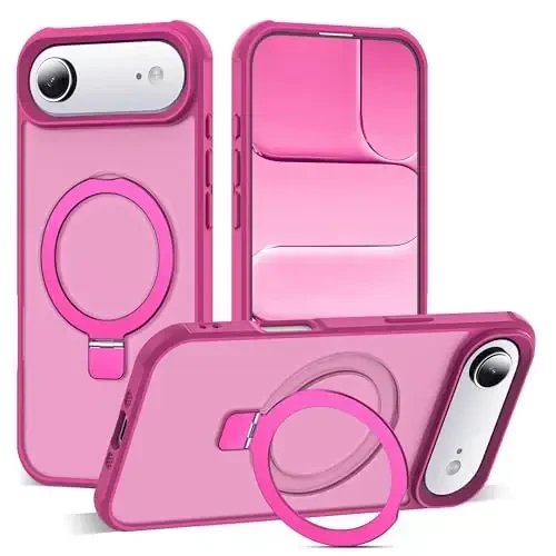 SKYLMW iPhone 17 Air Case bilan mos keladi, Ko'rinmas Magnit O-Ring Stend bilan Harbiy Standartdagi yarim shaffof telefon qutisi iPhone 17 Air 6.5