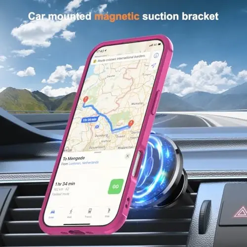 SKYLMW iPhone 17 Air Case bilan mos keladi, Ko'rinmas Magnit O-Ring Stend bilan Harbiy Standartdagi yarim shaffof telefon qutisi iPhone 17 Air 6.5