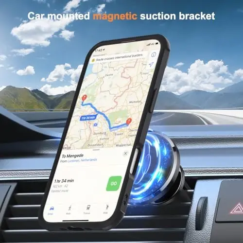 SKYLMW iPhone 17 Air g'ilofi bilan mos keladi, ko'rinmas magnit O-Ring stendiga ega harbiy darajadagi yarim shaffof telefon g'ilofi iPhone 17 Air 6.5