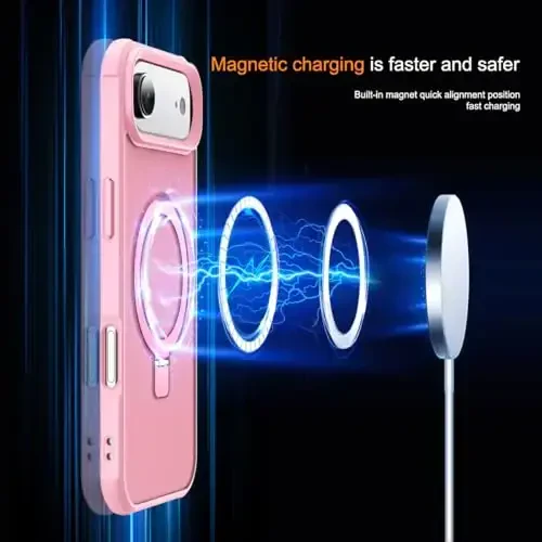 SKYLMW Compatible with iPhone 17 Air Case with Invisible Magnetic O-Ring Stand Military-Grade Translucent Phone Case for iPhone 17 Air 6.5