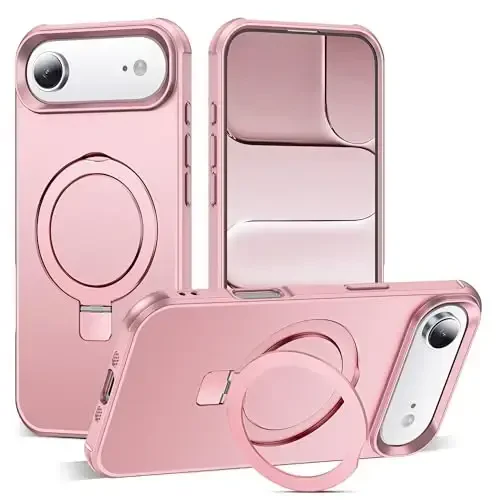 SKYLMW Compatible with iPhone 17 Air Case with Invisible Magnetic O-Ring Stand Military-Grade Phone Case for iPhone 17 Air 6.5