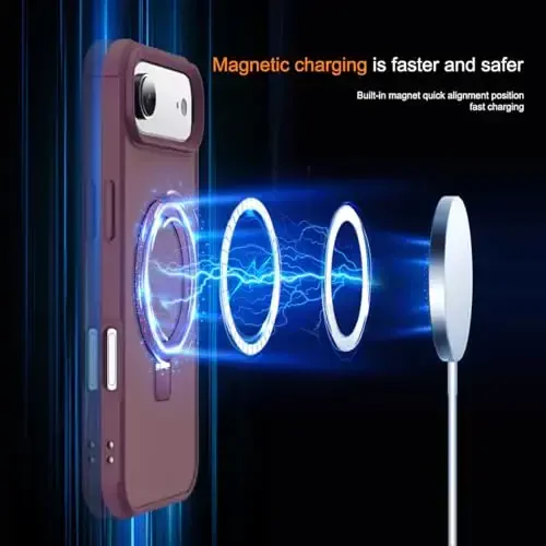 SKYLMW Compatible with iPhone 17 Air Case with Invisible Magnetic O-Ring Stand Military-Grade Translucent Phone Case for iPhone 17 Air 6.5
