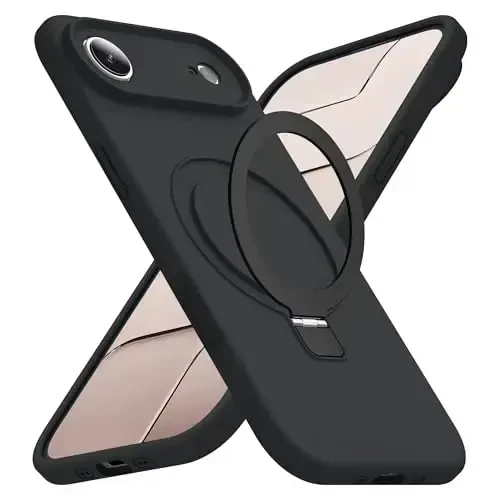 SKYLMW Compatible with iPhone 17 Air Case with Magnetic Invisible Stand Compatible with Mag-Safe Military Drop Tested Shockproof Silicone iPhone 17 Air Phone Cases for Women Men 6.6