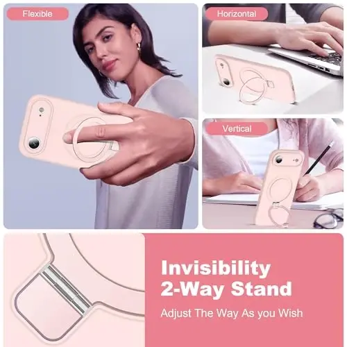 SKYLMW Compatible with iPhone 17 Air Case with Magnetic Invisible Stand Compatible with Mag-Safe Military Drop Tested Shockproof Silicone iPhone 17 Air Phone Cases for Women Men 6.6