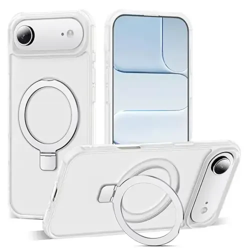 SKYLMW iPhone 17 Air uchun g‘ilof, ko‘rinmas magnitli O-ring stend bilan, harbiy standartdagi telefon g‘ilofi iPhone 17 Air 6.5