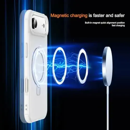 SKYLMW iPhone 17 Air uchun g‘ilof, ko‘rinmas magnitli O-ring stend bilan, harbiy standartdagi telefon g‘ilofi iPhone 17 Air 6.5