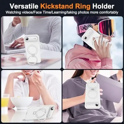 SKYLMW iPhone 17 Air uchun g‘ilof, ko‘rinmas magnitli O-ring stend bilan, harbiy standartdagi telefon g‘ilofi iPhone 17 Air 6.5