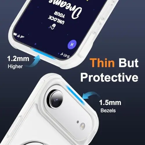 SKYLMW iPhone 17 Air uchun g‘ilof, ko‘rinmas magnitli O-ring stend bilan, harbiy standartdagi telefon g‘ilofi iPhone 17 Air 6.5