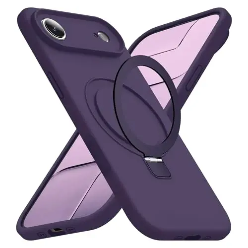 SKYLMW iPhone 17 Air uchun g‘ilof, magnitli ko‘rinmas tirgak, Mag-Safe harbiy sinovdan o‘tgan zarbga chidamli silikon iPhone 17 Air ayollar va erkaklar uchun telefon g‘iloflari 6.6