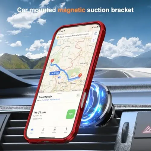 SKYLMW iPhone 17 Air uchun mos keladigan g'ilof, ko'rinmas magnit O-Ring stendli harbiy darajadagi telefon g'ilofi iPhone 17 Air 6.5