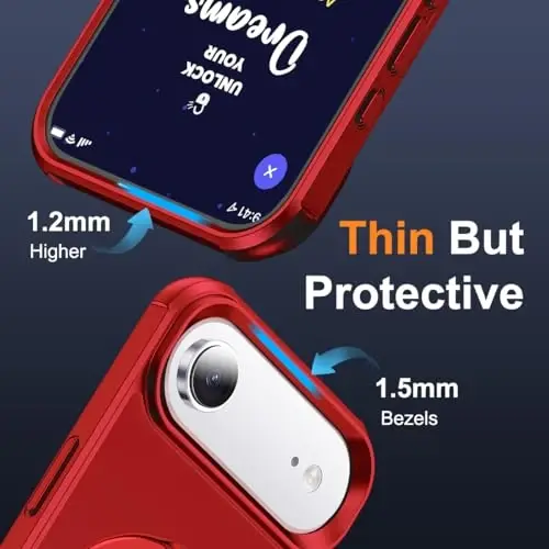 SKYLMW iPhone 17 Air uchun mos keladigan g'ilof, ko'rinmas magnit O-Ring stendli harbiy darajadagi telefon g'ilofi iPhone 17 Air 6.5