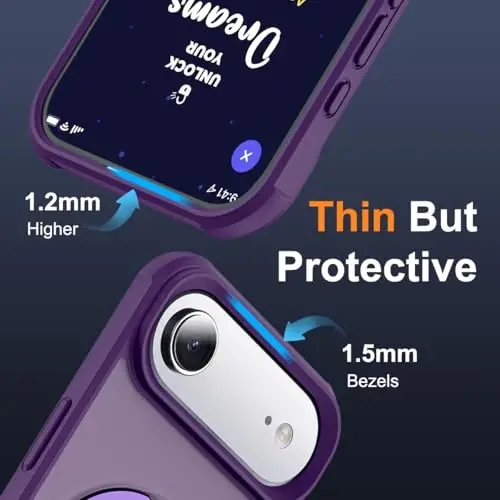 SKYLMW iPhone 17 Air uchun mos keladigan ko'rinmas magnit O-Ring stendiga ega harbiy darajadagi yarim shaffof telefon qutisi iPhone 17 Air 6.5
