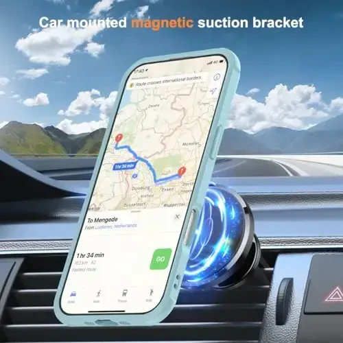 SKYLMW iPhone 17 Air uchun mos keladigan ko'rinmas magnit O-Ring stendiga ega harbiy standartdagi yarim shaffof telefon qutisi iPhone 17 Air 6.5