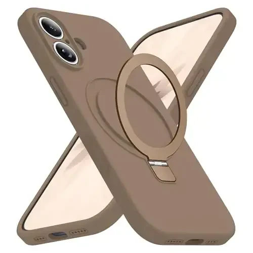 SKYLMW iPhone 17 bilan mos keladigan Magnit Ko'rinmas Stend bilan Mag-Safe Harbiy Tomchi Sinovdan O'tgan Zarbadan Himoya Silikon iPhone 17 Ayollar va Erkaklar uchun Telefon Qutilari 6.3