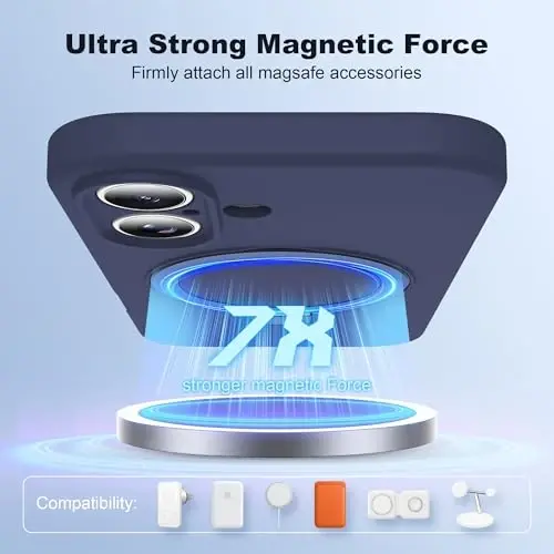 SKYLMW Compatible with iPhone 17 Case with Magnetic Invisible Stand Compatible with Mag-Safe Military Drop Tested Shockproof Silicone iPhone 17 Phone Cases for Women Men 6.3