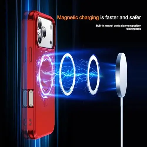 SKYLMW Compatible with iPhone 17 Pro Case with Invisible Magnetic O-Ring Stand Military-Grade Phone Case for iPhone 17 Pro 6.3