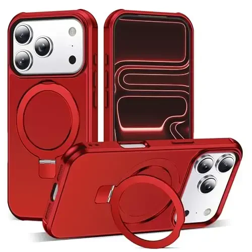 SKYLMW Compatible with iPhone 17 Pro Case with Invisible Magnetic O-Ring Stand Military-Grade Phone Case for iPhone 17 Pro 6.3