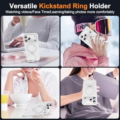 SKYLMW Compatible with iPhone 17 Pro Case with Invisible Magnetic O-Ring Stand Military-Grade Phone Case for iPhone 17 Pro 6.3