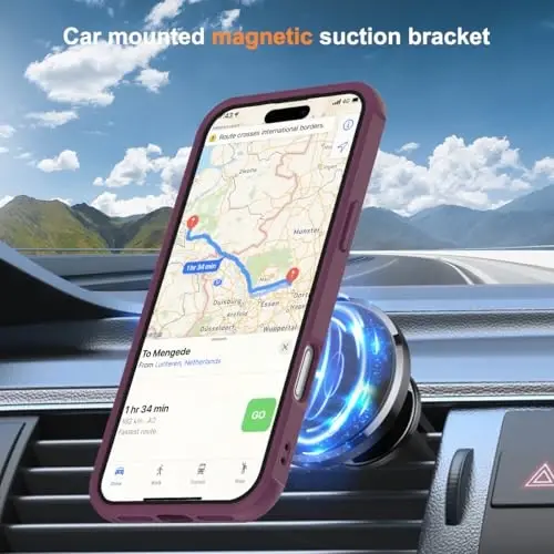 SKYLMW Compatible with iPhone 17 Pro Case with Invisible Magnetic O-Ring Stand Military-Grade Translucent Phone Case for iPhone 17 Pro 6.3