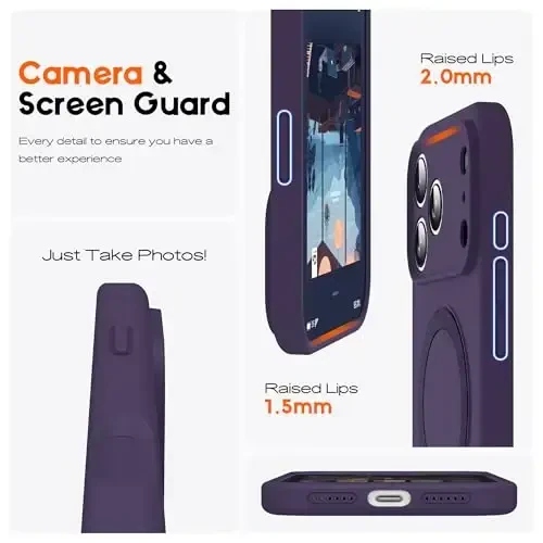 SKYLMW Compatible with iPhone 17 Pro Case with Magnetic Invisible Stand Compatible with Mag-Safe Military Drop Tested Shockproof Silicone iPhone 17 Pro Phone Cases for Women Men 6.3