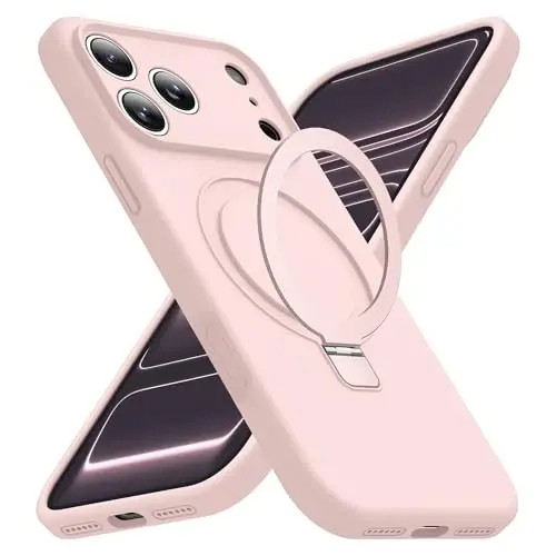SKYLMW Compatible with iPhone 17 Pro Case with Magnetic Invisible Stand Compatible with Mag-Safe Military Drop Tested Shockproof Silicone 17 Pro Phone Cases for Women Men 6.3