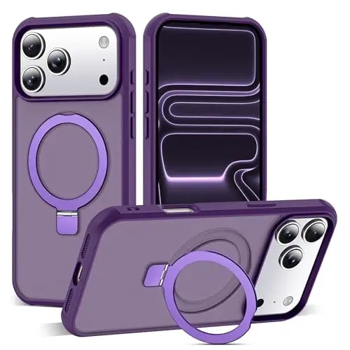 SKYLMW Compatible with iPhone 17 Pro Max Case with Invisible Magnetic O-Ring Stand Military-Grade Translucent Case for iPhone 17 ProMax 6.9