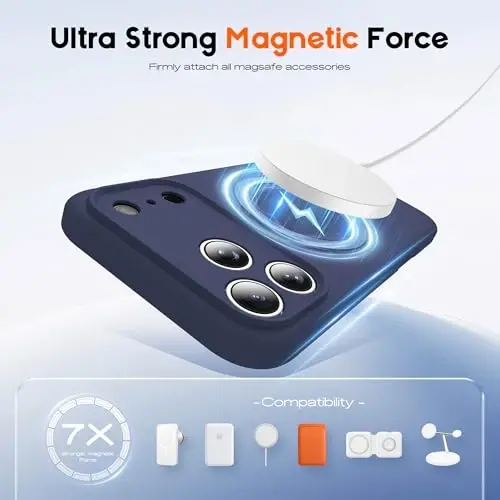 SKYLMW Compatible with iPhone 17 Pro Max Case with Magnetic Invisible Stand Compatible with Mag-safe Military Drop Tested Shockproof Silicone iPhone 17 Pro Max Phone Cases for Women Men 6.9