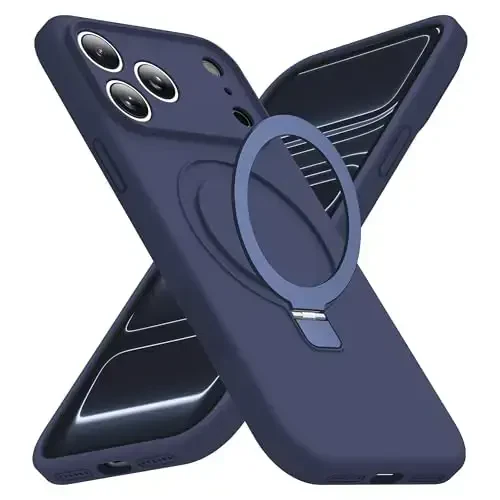 SKYLMW Compatible with iPhone 17 Pro Max Case with Magnetic Invisible Stand Compatible with Mag-safe Military Drop Tested Shockproof Silicone iPhone 17 Pro Max Phone Cases for Women Men 6.9
