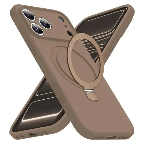 SKYLMW Compatible with iPhone 17 Pro Max Case with Magnetic Invisible Stand Compatible with Mag-Safe Military Drop Tested Shockproof Silicone iPhone 17 Pro Max Phone Cases for Women Men 6.9