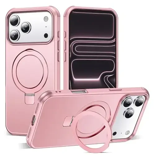 SKYLMW iPhone 17 Pro Max uchun g'ilof bilan mos keladi, ko'rinmas magnit O-Ring stendi bilan, harbiy darajadagi telefon g'ilofi iPhone 17 ProMax 6.9