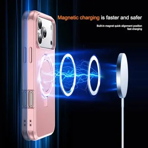SKYLMW iPhone 17 Pro Max uchun g'ilof bilan mos keladi, ko'rinmas magnit O-Ring stendi bilan, harbiy darajadagi telefon g'ilofi iPhone 17 ProMax 6.9