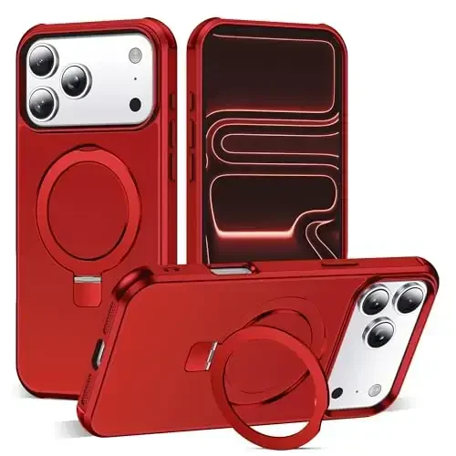 SKYLMW iPhone 17 Pro Max uchun g'ilof, ko'rinmas magnit O-Ring stendli, harbiy darajadagi telefon g'ilofi iPhone 17 ProMax 6.9