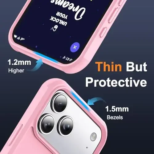 SKYLMW iPhone 17 Pro Max uchun mos keladigan, ko'rinmas magnit O-Ring stendiga ega, harbiy darajadagi yarim shaffof g'ilof iPhone 17 ProMax 6.9