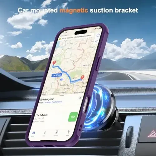 SKYLMW iPhone 17 Pro Max uchun mos keladigan ko'rinmas magnit O-Ring stendli harbiy darajadagi yarim shaffof g'ilof iPhone 17 ProMax 6.9