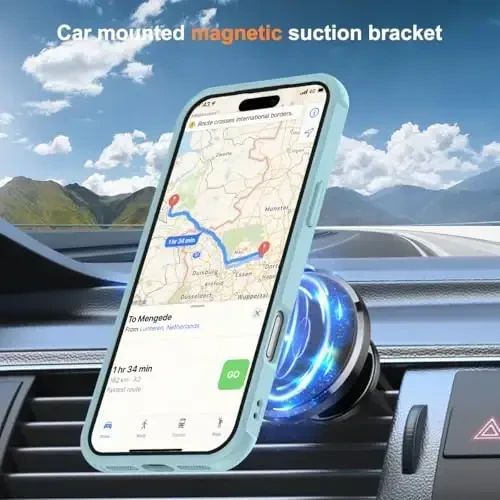 SKYLMW iPhone 17 Pro Max uchun mos keladigan, ko'rinmas magnit O-Ring stendli, harbiy standartdagi yarim shaffof g'ilof, iPhone 17 ProMax 6.9