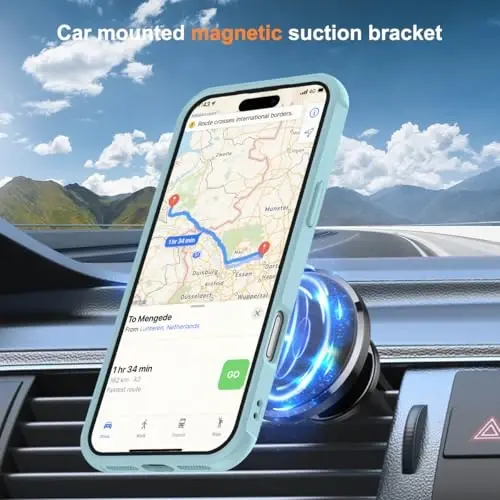 SKYLMW iPhone 17 Pro Max uchun mos keladigan, ko'rinmas magnit O-Ring stendli, harbiy standartdagi yarim shaffof g'ilof, iPhone 17 ProMax 6.9