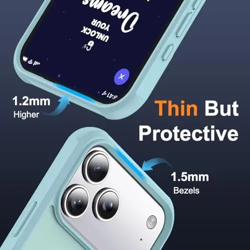 SKYLMW iPhone 17 Pro Max uchun mos keladigan, ko'rinmas magnit O-Ring stendli, harbiy standartdagi yarim shaffof g'ilof, iPhone 17 ProMax 6.9