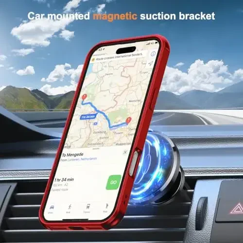 SKYLMW iPhone 17 Pro uchun g'ilof, ko'rinmas magnit O-Ring stendli, harbiy darajadagi telefon g'ilofi iPhone 17 Pro 6.3