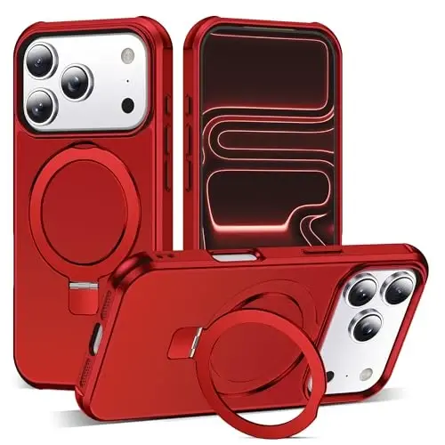 SKYLMW iPhone 17 Pro uchun g'ilof, ko'rinmas magnit O-Ring stendli, harbiy darajadagi telefon g'ilofi iPhone 17 Pro 6.3